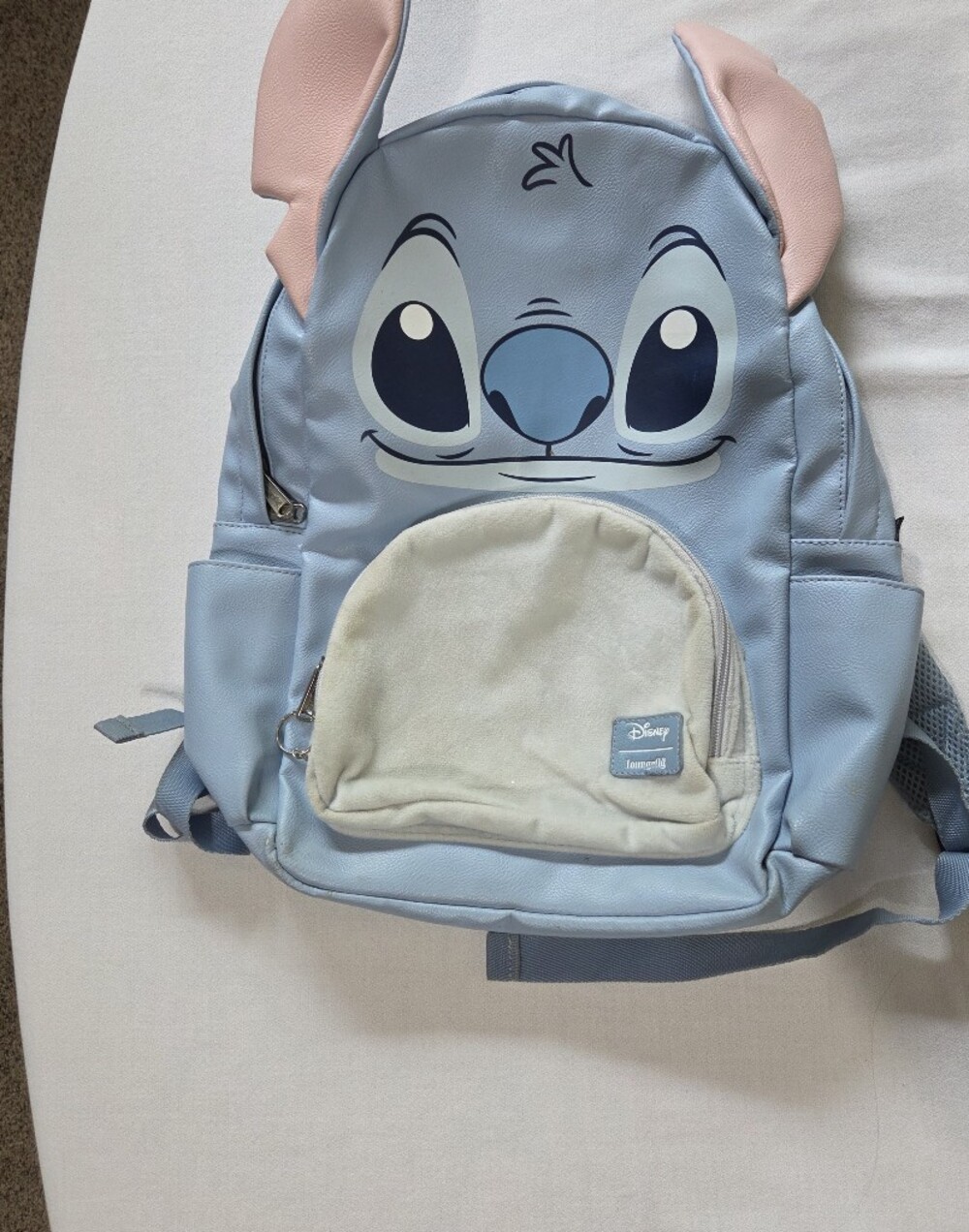 Loungefly Disney Stitch Light Blue Backpack with Pink Ears